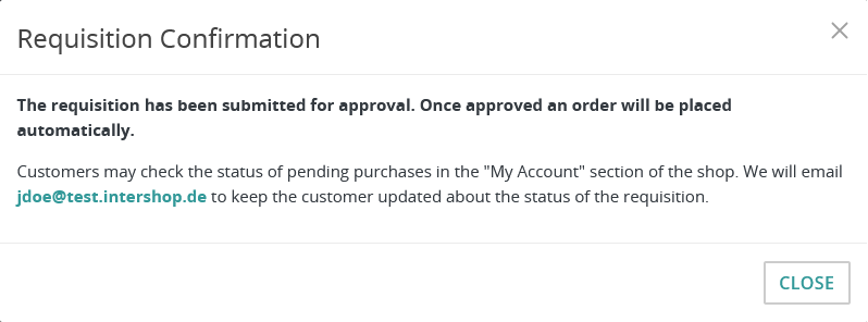 Requisition confirmation dialog