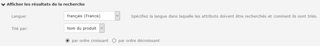 Advanced product search: Display search results