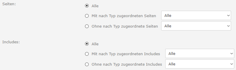 Erweiterte Produktsuche: Seiten/Includes