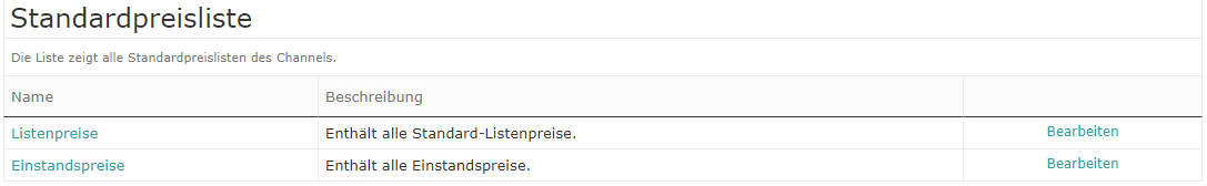 Preislisten zur Verwaltung von Listen- und Einstandspreisen