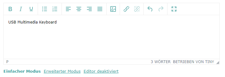 HTML-Editor Einfacher Modus