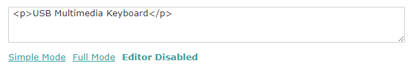 HTML editor plain text mode