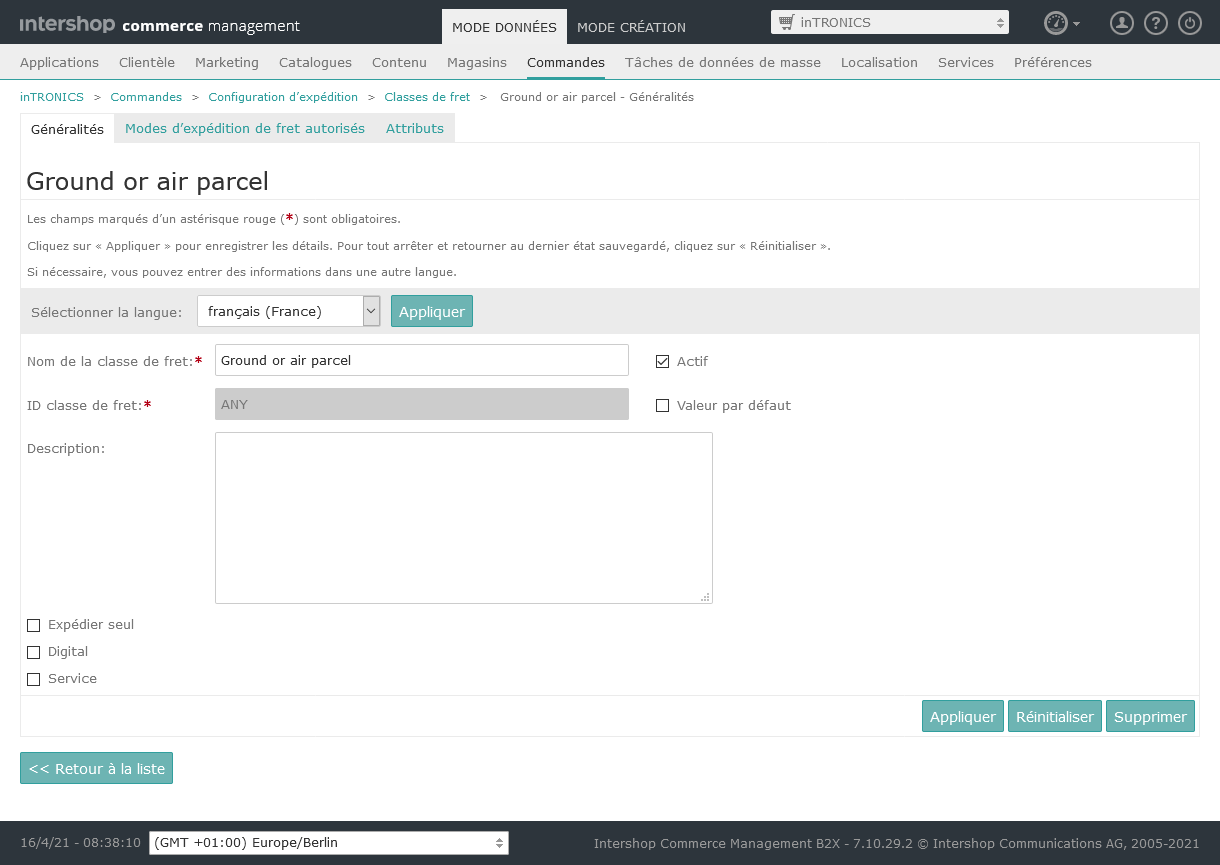 Affichage détaillé avec onglets