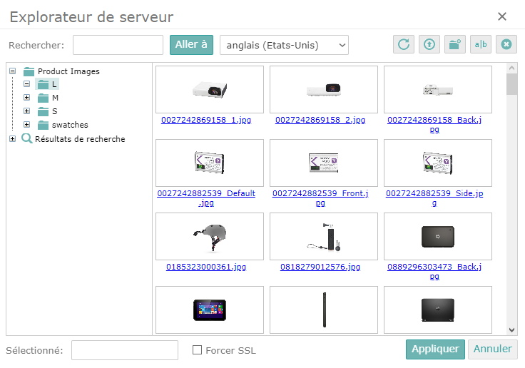 Navigateur d’images de l’éditeur HTML