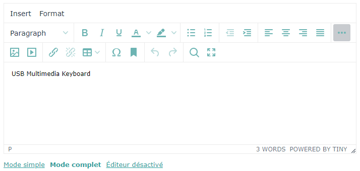 Éditeur HTML mode complet