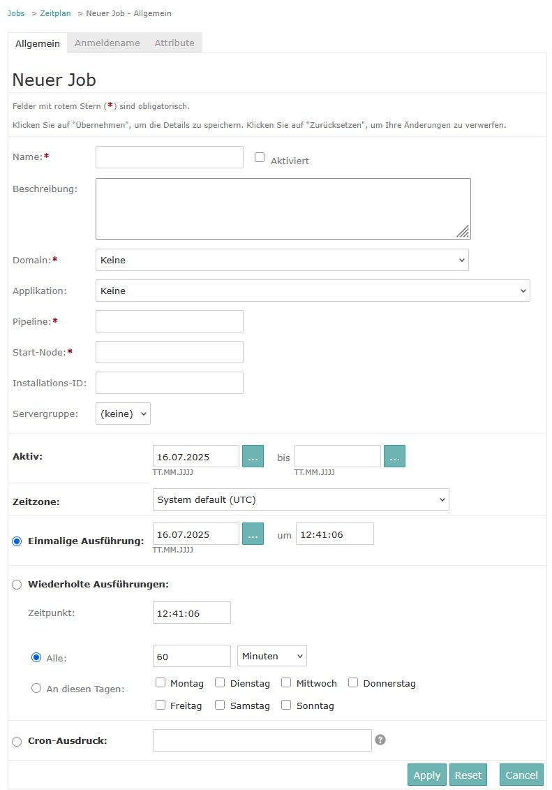 Festlegen von Job-Details