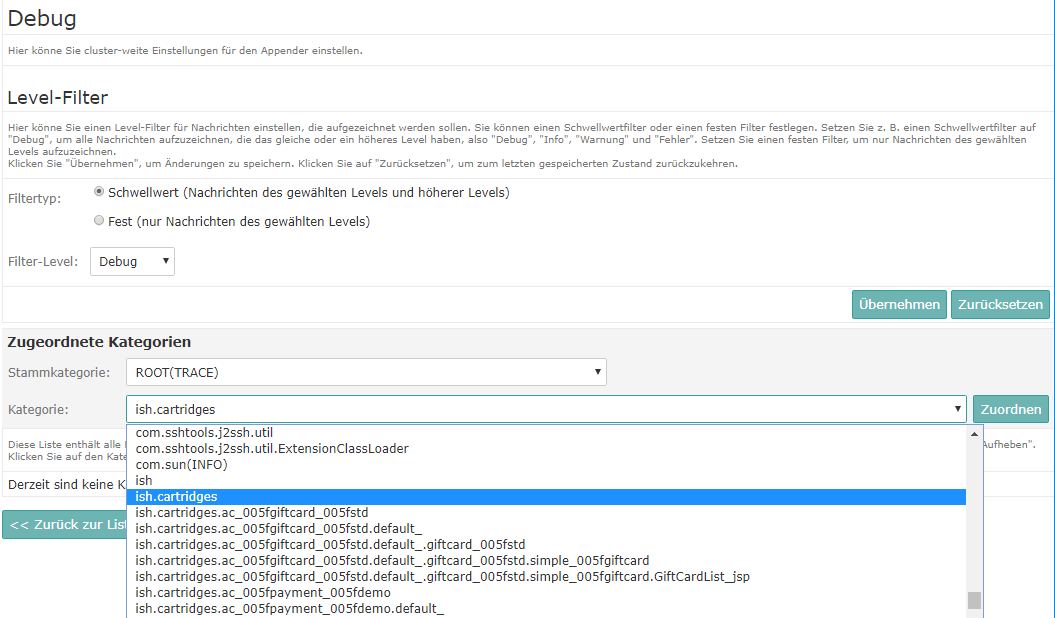 Zuordnen einer Kategorie zu einem Appender
