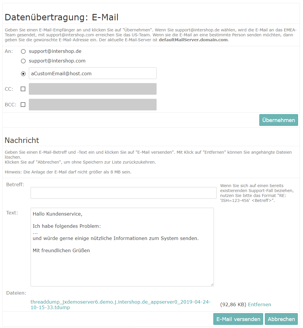 E-Mail-Datenübertragung