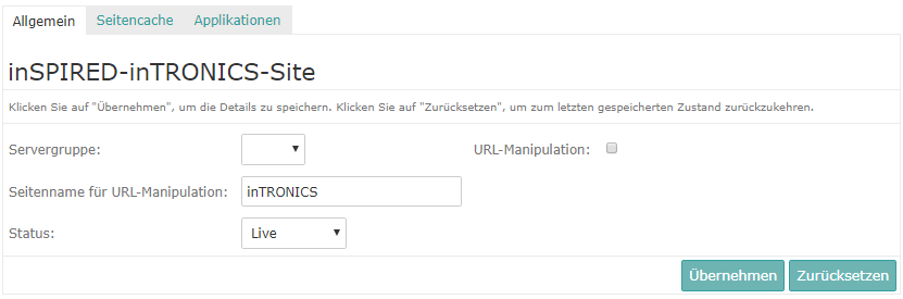 Allgemeine Seiteneinstellungen