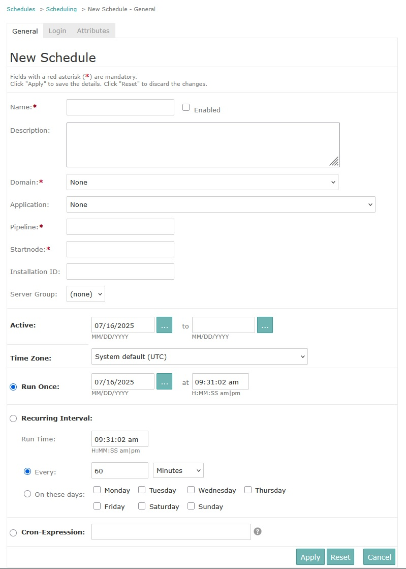 Specifying schedule details