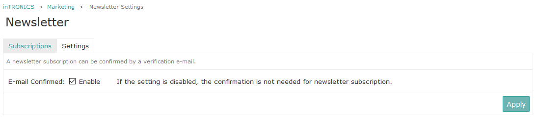 Newsletter Settings