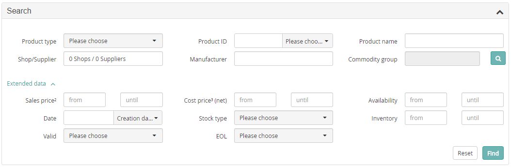 Advanced Product Search